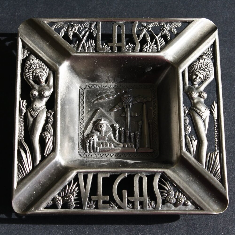Las Vegas metal Ashtray square Showgirls Sphinx